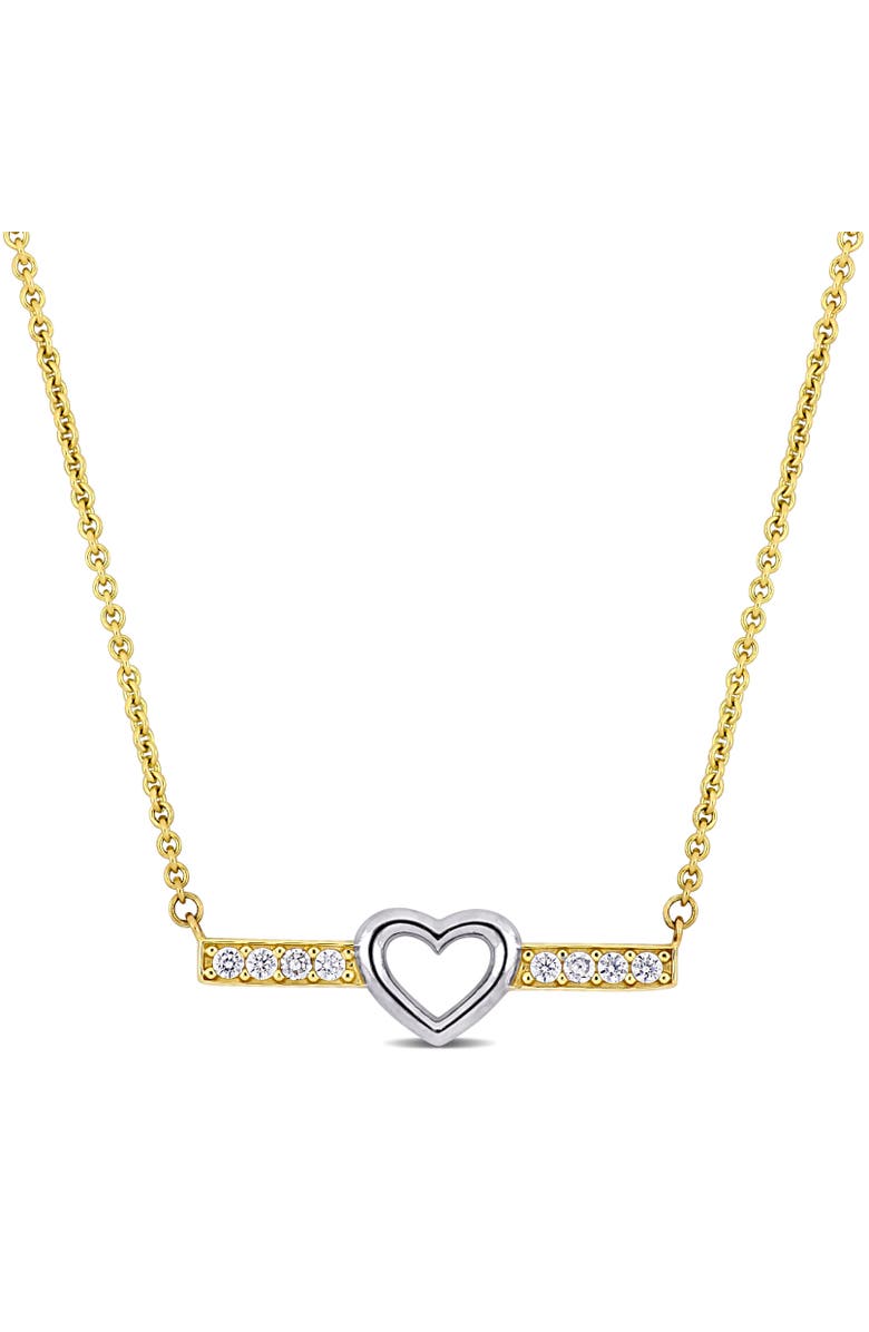 Julianna B. White Topaz Heart Bar Necklace 10k, Main, color, 10K Gold