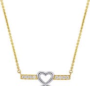 Julianna B. White Topaz Heart Bar Necklace 10k