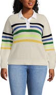 Lands' End Drifter Rugby with Woven Collar Sweater