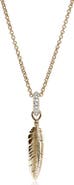 John Hardy Modern Talismans 14k Gold Diamond Feather Talisman Necklace