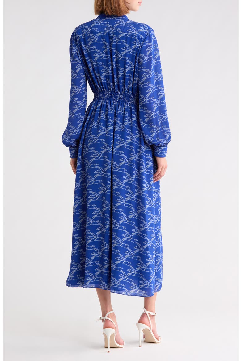 Long Sleeve Smocked Waist Midi Dress, Alternate, color, BLUE