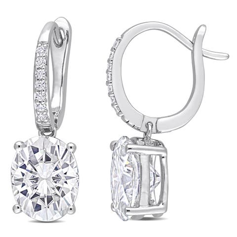 Moissanite Oval Drop Earrings
