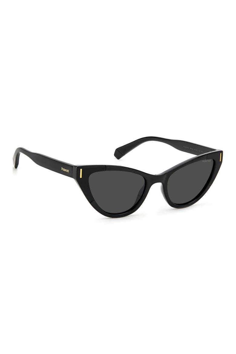 52mm Polarized Cat Eye Sunglasses, Alternate, color, BLACK / GRAY POLARIZED