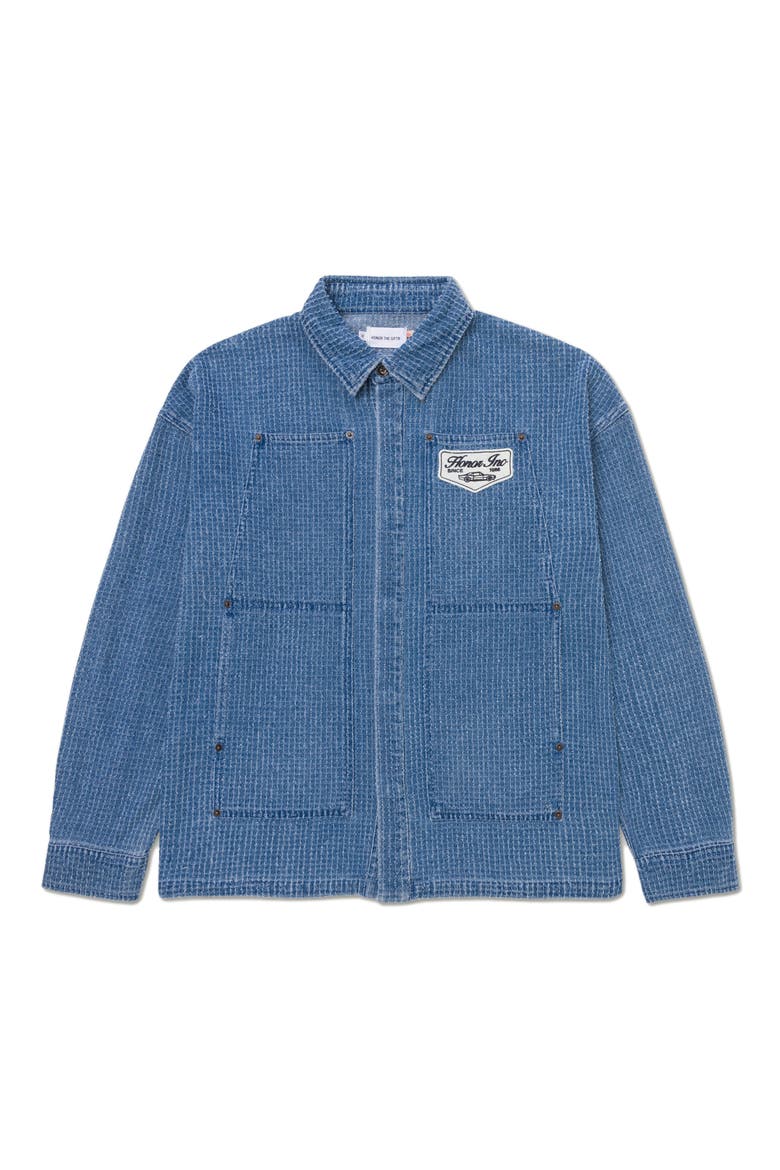 Honor Inc Mixed Stripe Cover Overshirt, Main, color, INDIGO