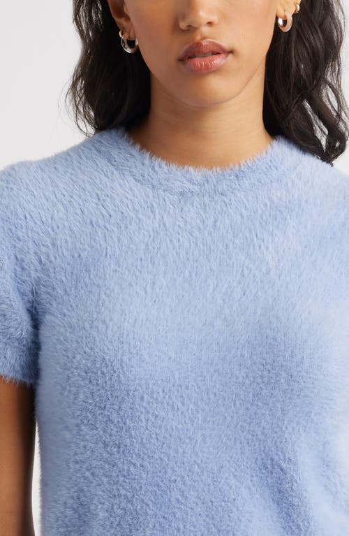 Open Edit Fuzzy Short Sleeve Sweater