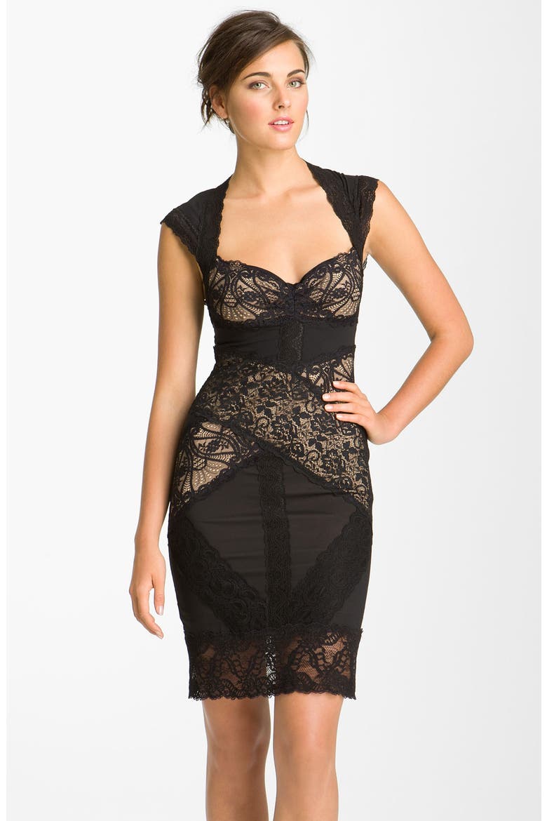 Lace Sheath Dress, Main, color, BLACK/ BLACK