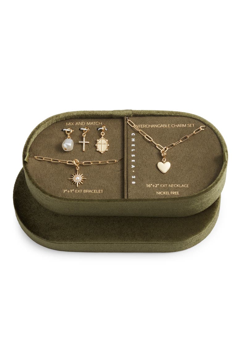 Build Your Own Charm Bracelet & Necklace Set, Alternate, color, CLEAR- WHITE- GOLD