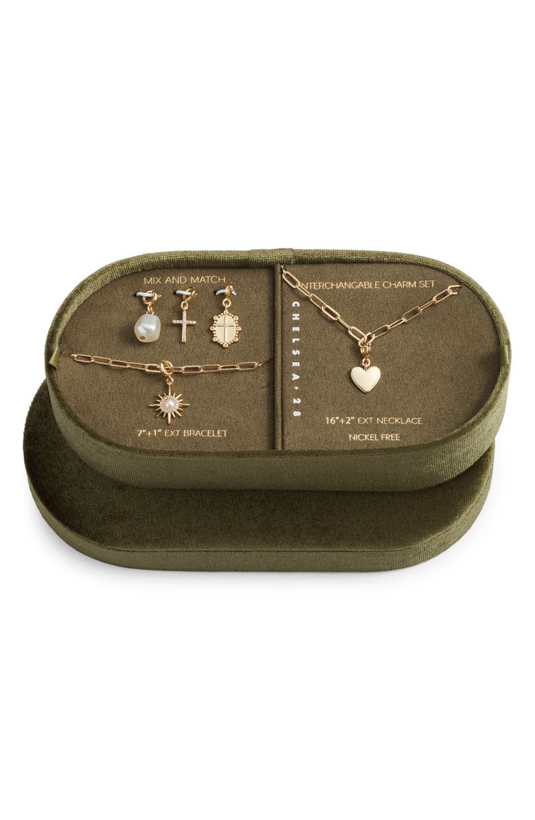 Chelsea28 Build Your Own Charm Bracelet & Necklace Set, Alternate, color, Clear- White- Gold