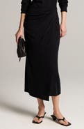 Vince Ruched Wool Blend Knit Midi Skirt