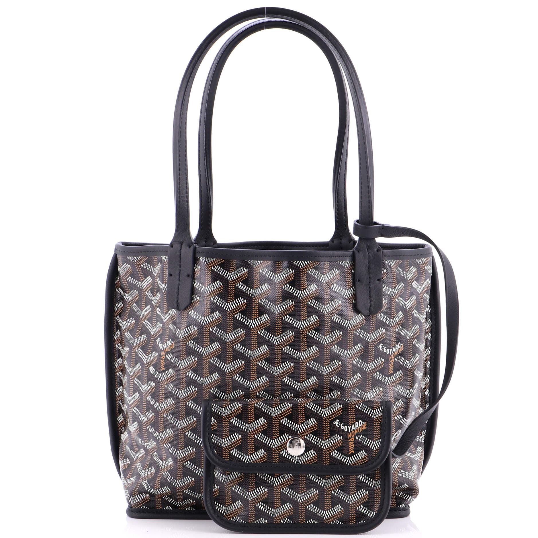 Pre-Owned Goyard Anjou Reversible Tote Coated Canvas Mini, Alternate, color, Black