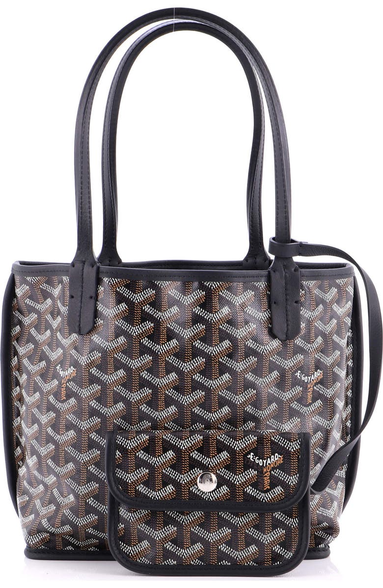 Pre-Owned Goyard Anjou Reversible Tote Coated Canvas Mini, Alternate, color, Black