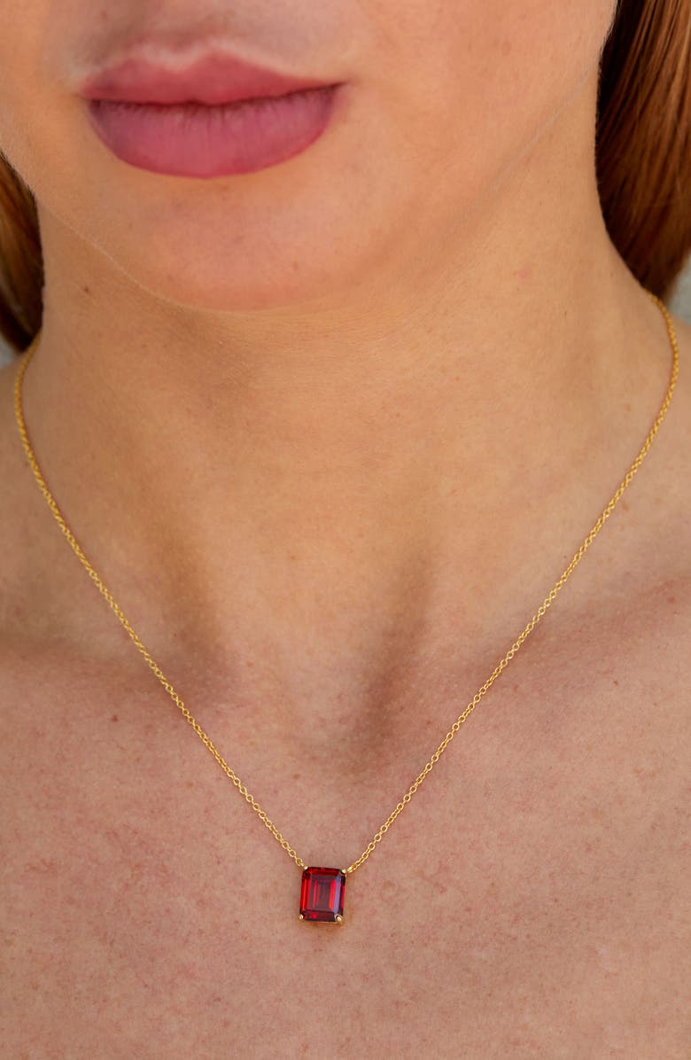 SAVVY CIE JEWELS Vermeil Emerald Cut CZ Birth Stone Box Cut Necklace, Alternate, color, Garnet - January