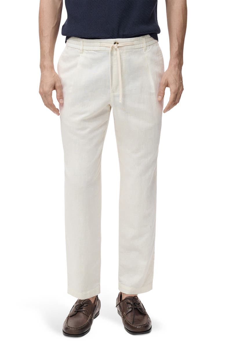 MANGO Slim Fit Pants with Drawstring Waist, Main, color, White