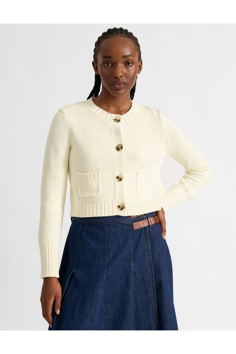 Cotton Cropped Cardigan, Main, color, Cream