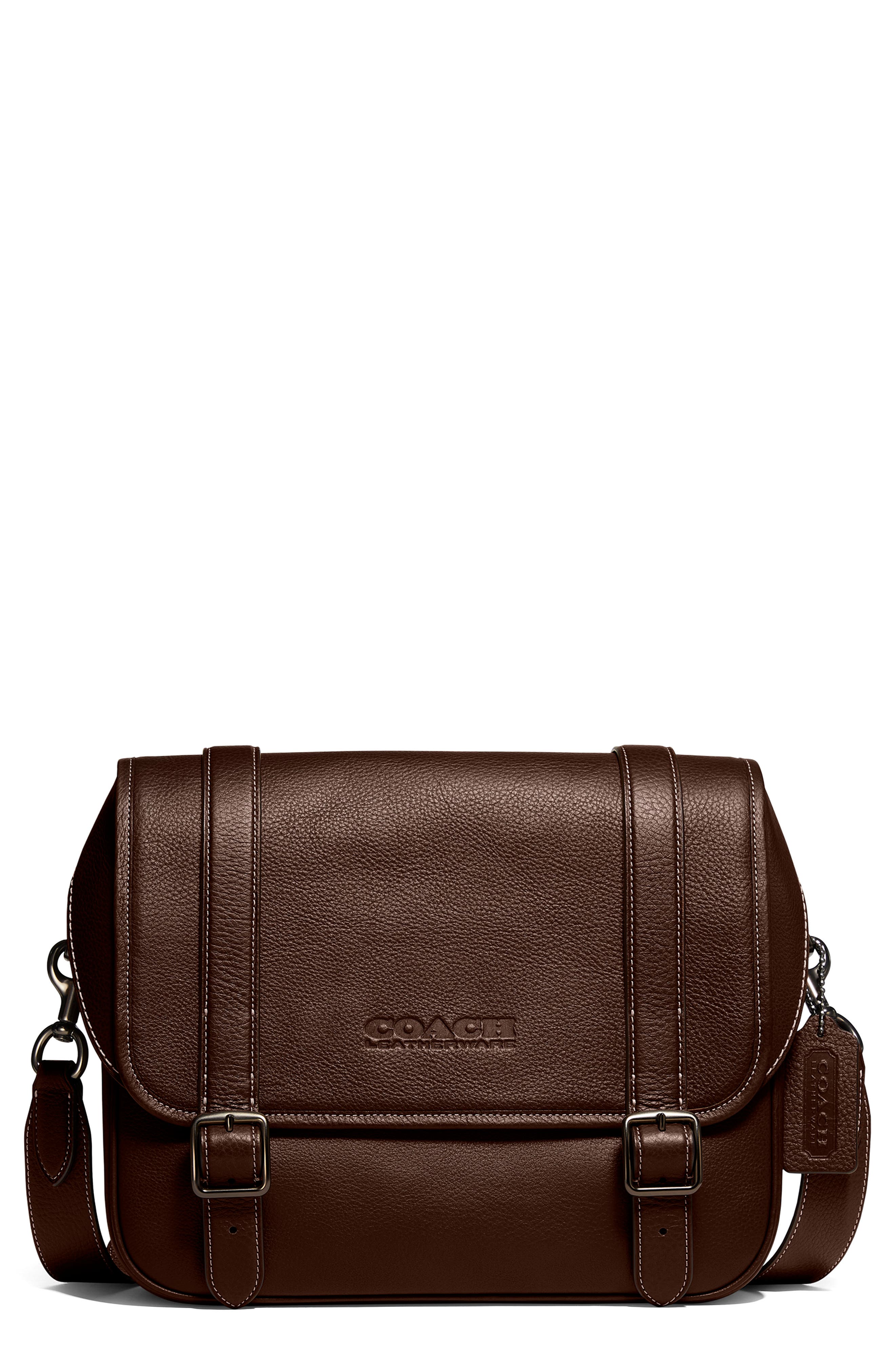COACH Carriage Leather Messenger Bag, Main, color, 