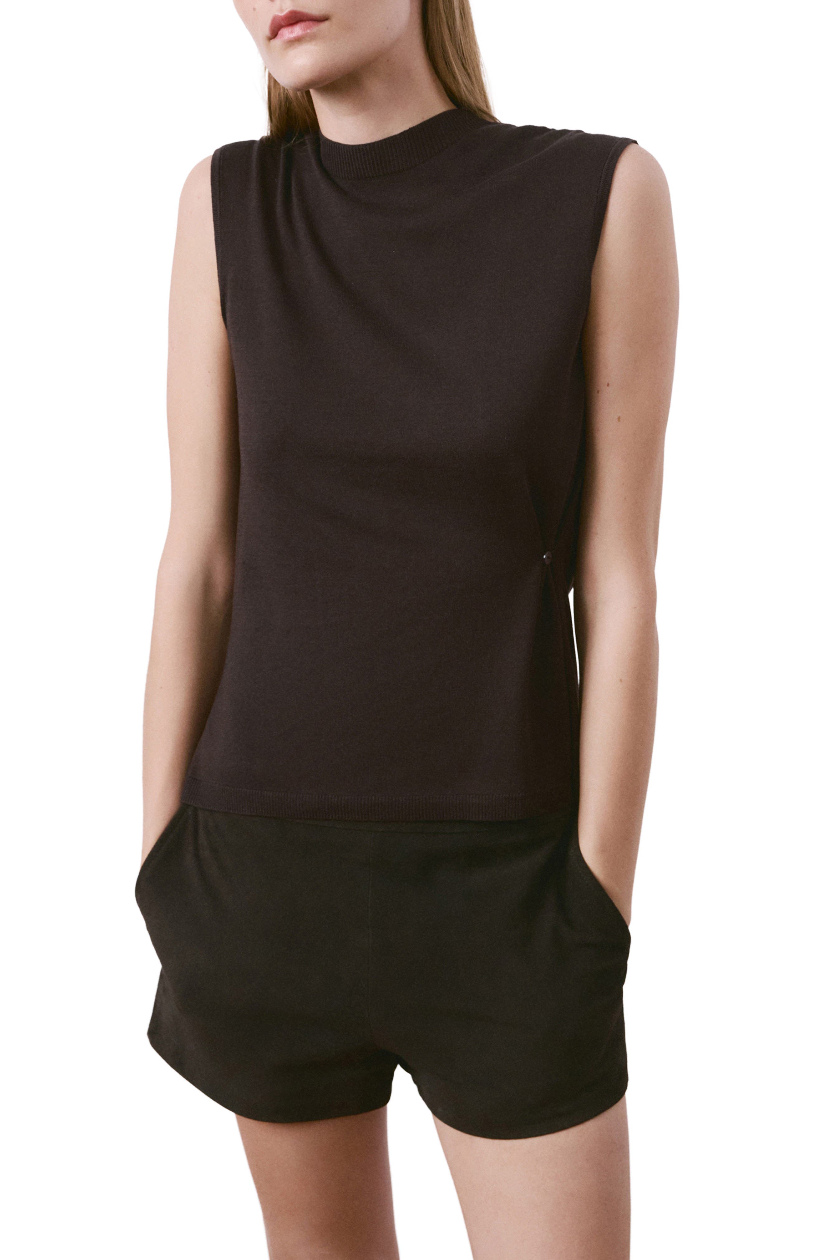 Side Gather Mock Neck Sweater Vest