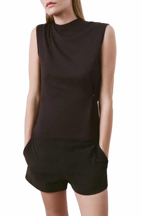 Side Gather Mock Neck Sweater Vest