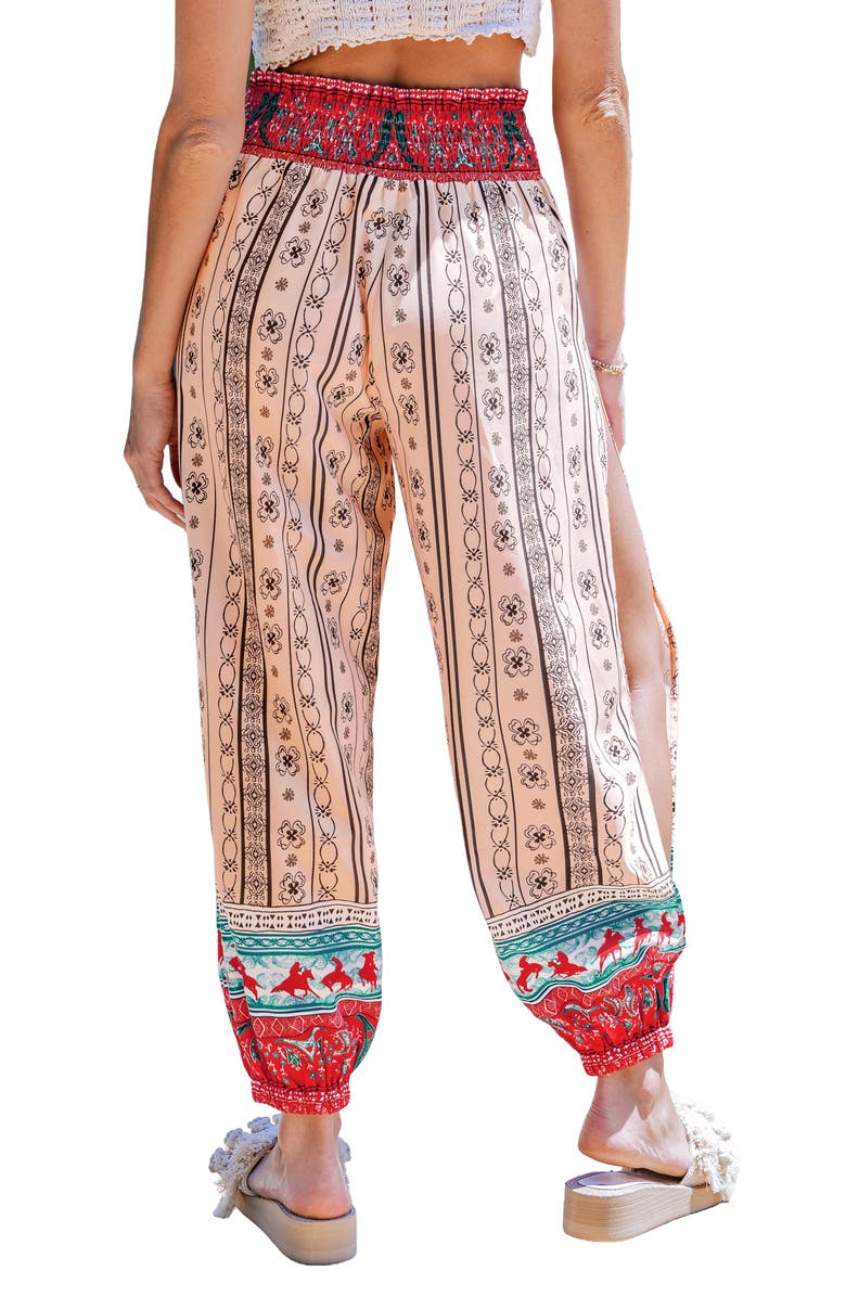 Cupshe Print Cover-Up Pants, Alternate, color, Beige Multi