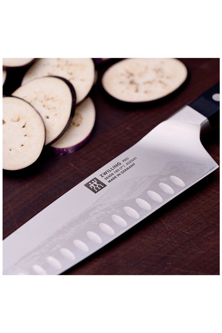 Pro 7-Inch Hollow Edge Rocking Santoku Knife, Alternate, color, BLACK