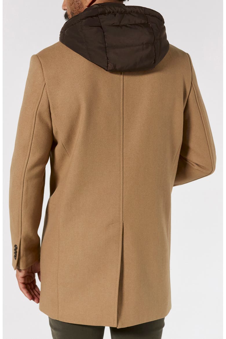 Midtown Felted Overcoat with Removable Hooded Puffer Bib, Alternate, color, CAMEL