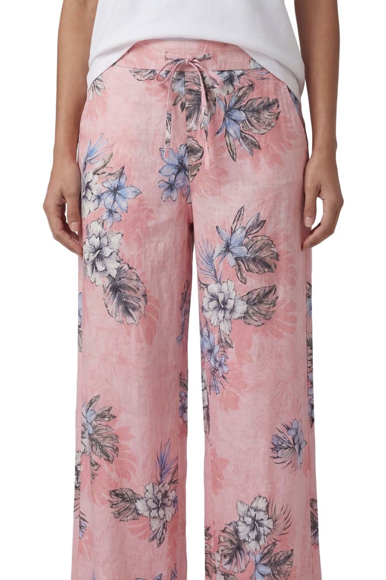 Womens Lillian Wide Leg Linen Pant, Alternate, color, EXOTIC FLORAL CORAL