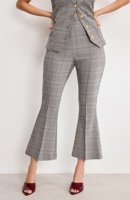 Good American Plaid Kick Flare Pants In Gray