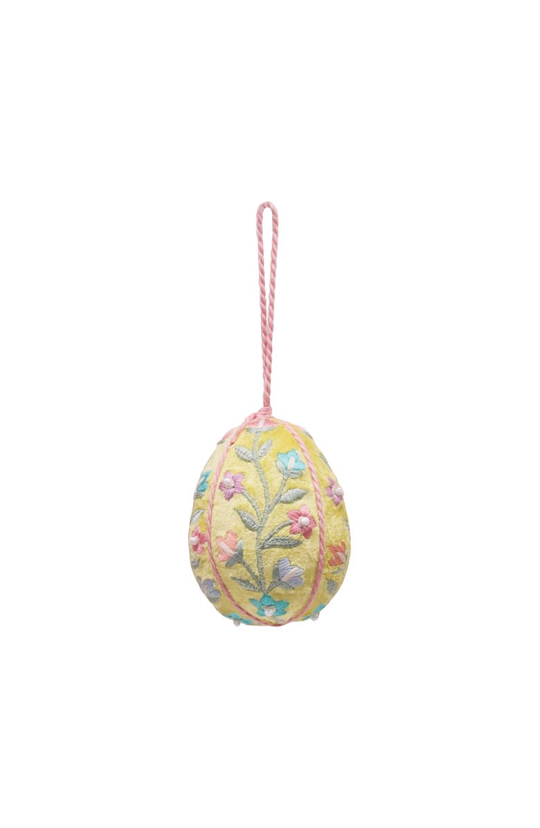 Gallerie II Yellow Floral Vintage Velvet Easter Egg Decorative Ornament, Main, color, Yellow