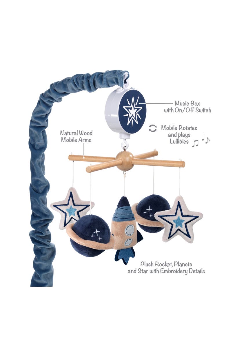 Lambs & Ivy Sky Rocket Planets/Stars Musical Baby Crib Mobile Soother Toy, Alternate, color, Blue