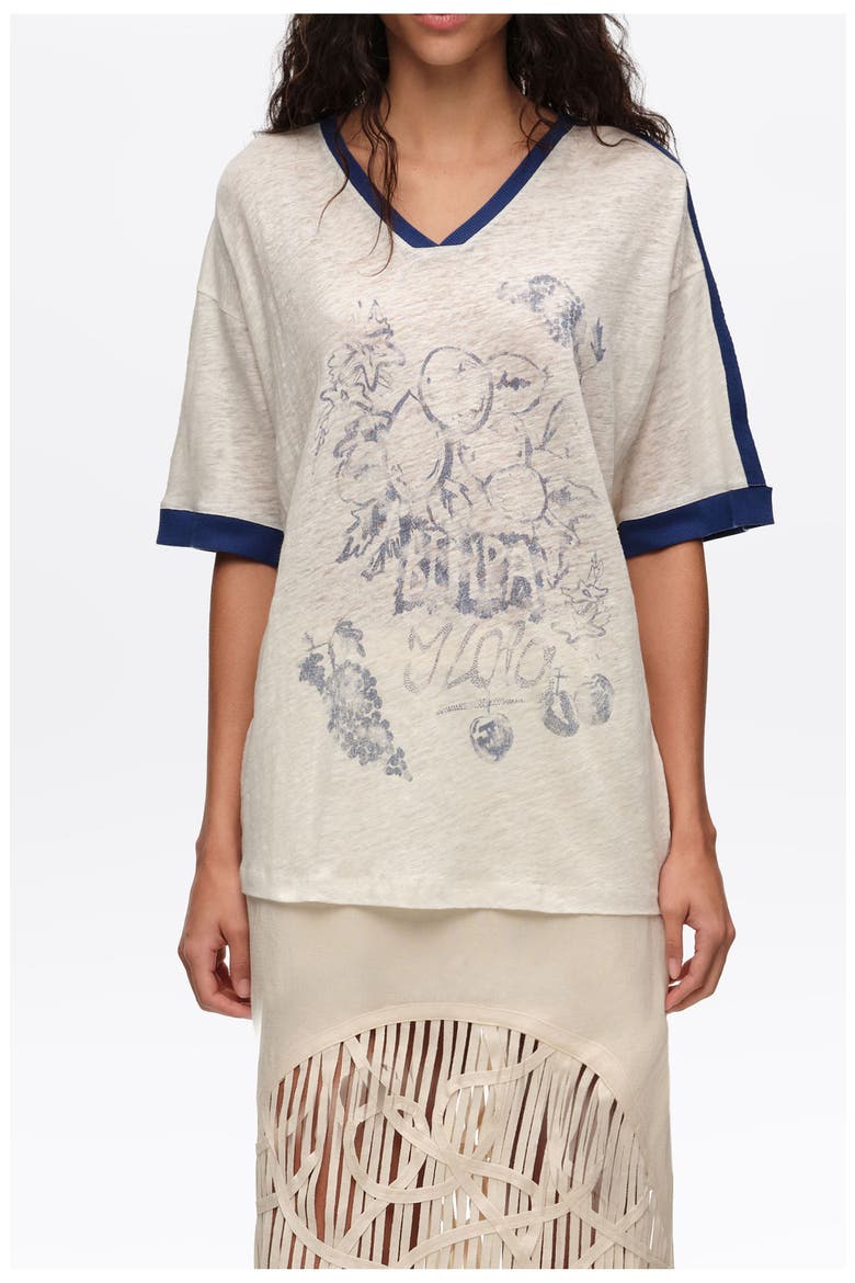 Linen Fruit Logo T-Shirt, Main, color, IVORY