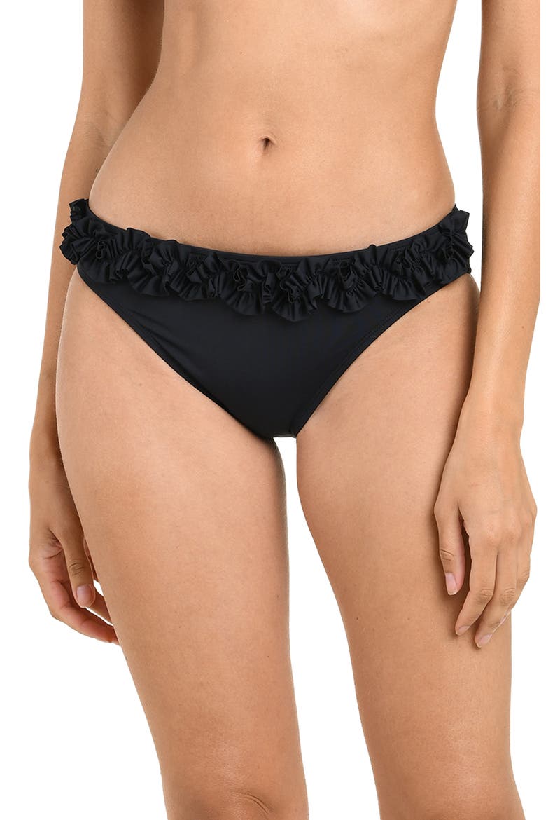 Island Goddess Ruffle Bikini Bottoms, Main, color, BLACK