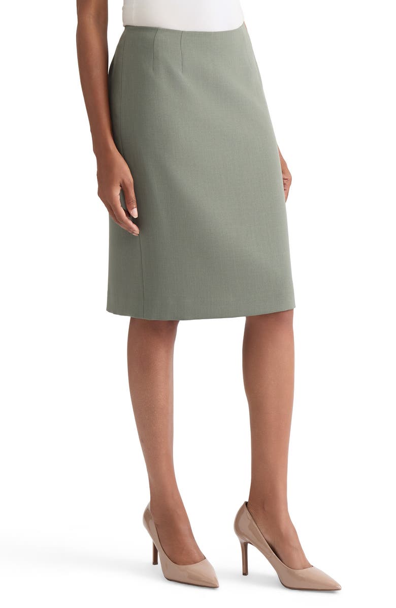 KASPER Stretch Crepe Slim Skirt, Alternate, color, Dark Sea Stone