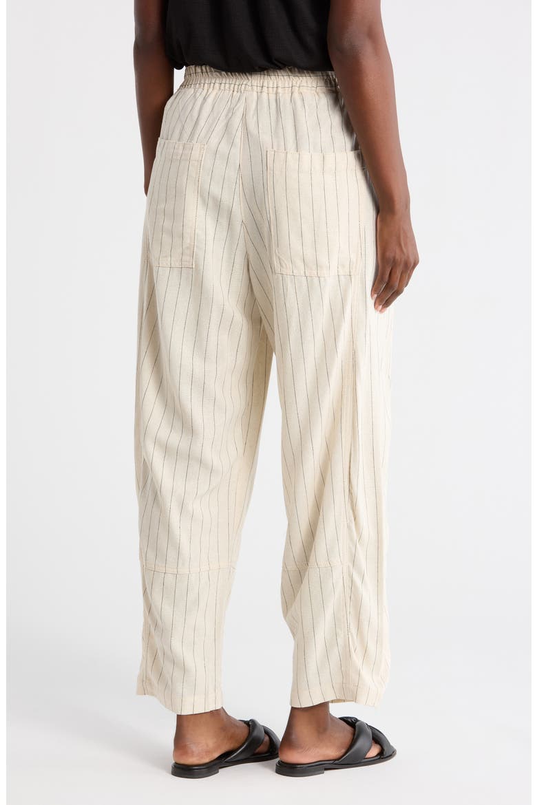 Stripe Linen Blend Barrel Pants, Alternate, color, NATURAL/ BLACK NTBK8020