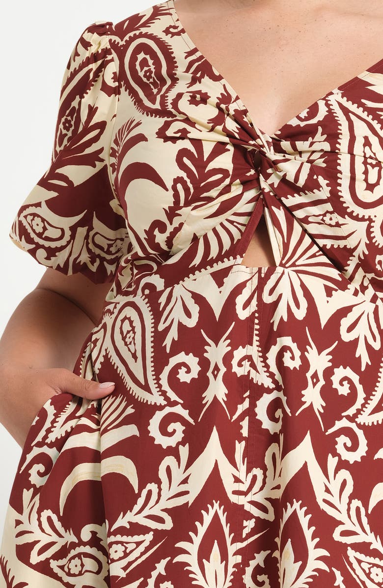 Estelle Aurela Paisley Keyhole Fit & Flare Cotton Midi Dress, Alternate, color, 