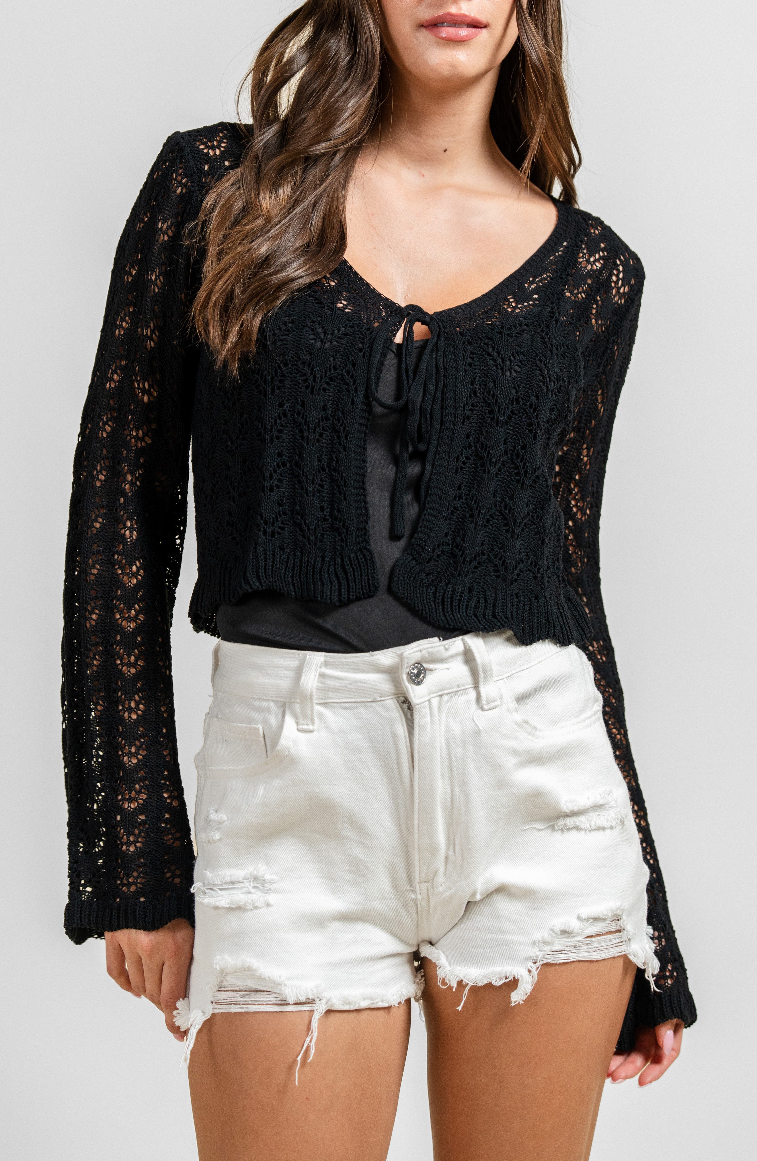 Openwork Cropped Cardigan