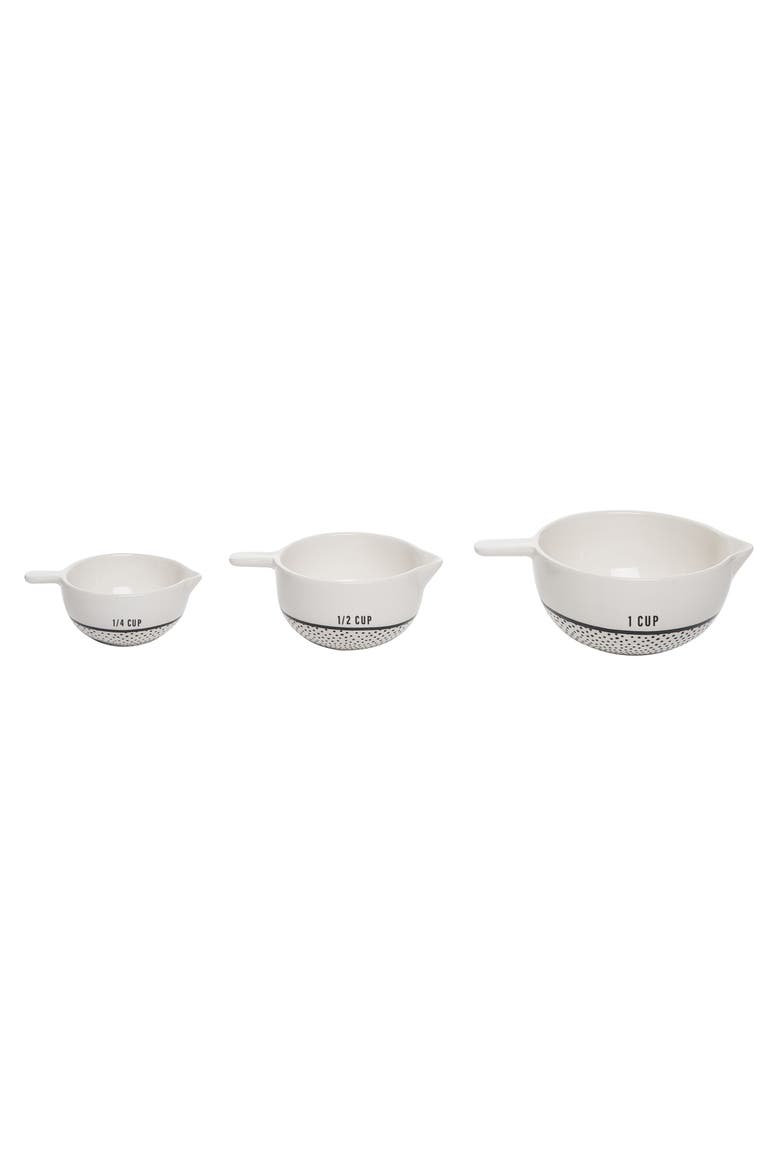 Dotted Cer Measuring Cups Set of 3 Ceramic White, Main, color, White