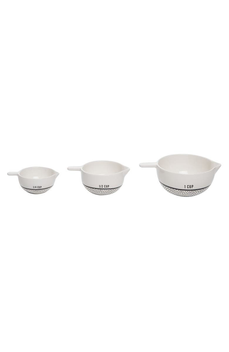 Totalee Gift Dotted Cer Measuring Cups Set of 3 Ceramic White, Main, color, White