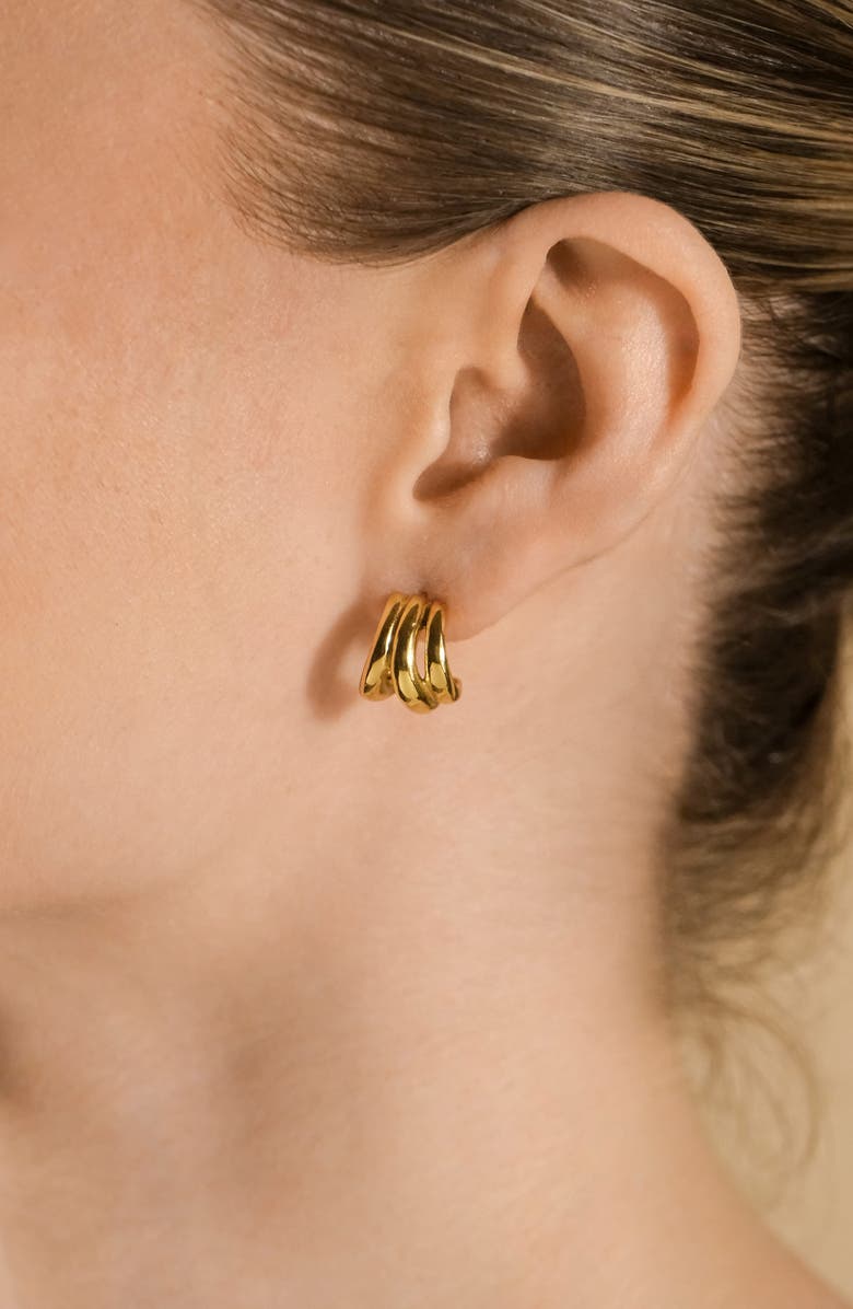 Sterling Forever Clarice Triple Layered Hoop Earrings, Alternate, color, Gold