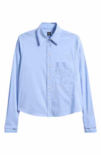 Brielle Stripe Cotton Blend Crop Button-Up Shirt