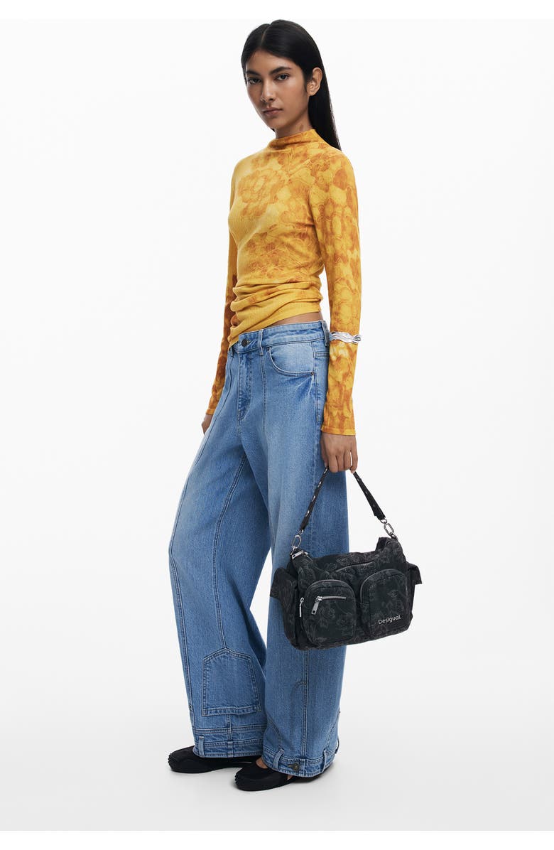 Desigual Denim Shoulder Bag, Alternate, color, Black