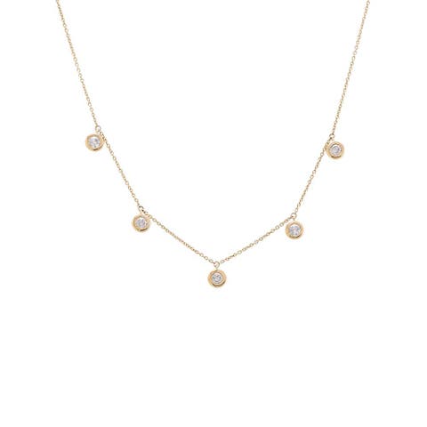 Diamond Dangling Bezel Necklace 14K