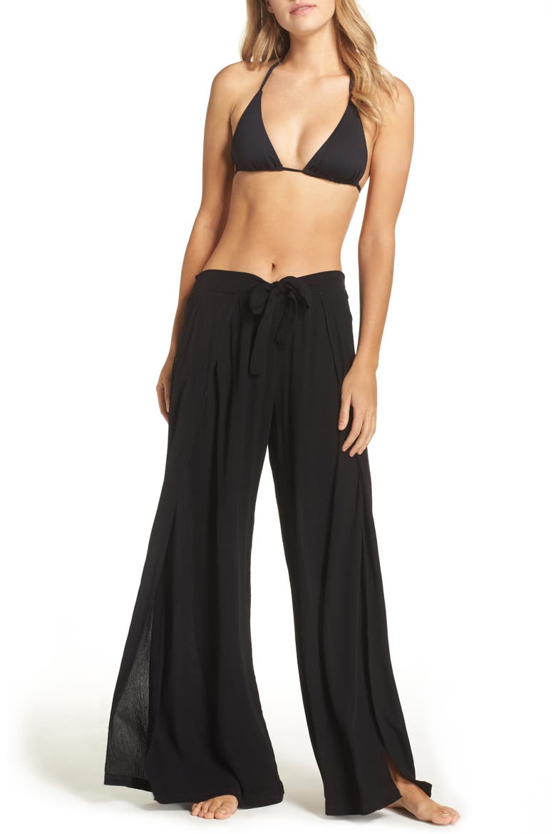 Modern Muse Cover-Up Flyaway Pants, Main, color, BLACK