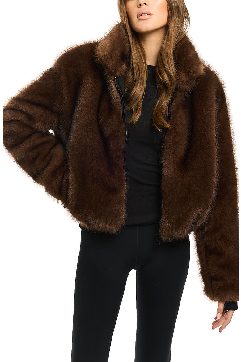 Bowie Short Faux Fur Bomber Jacket, Alternate, color, MINK
