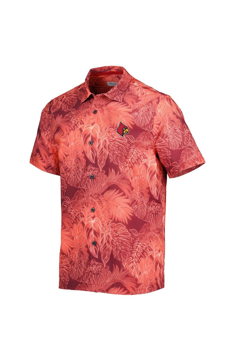 Tommy Bahama Men's Tommy Bahama Red Louisville Cardinals Bahama Coast Luminescent Frond Camp IslandZone Button-Up Shirt, Alternate, color, Red