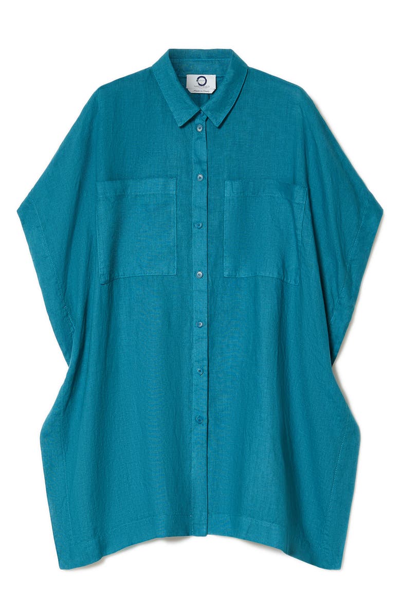 Marina Rinaldi Voyage Collection Linen Canvas Button-Up Tunic, Alternate, color,