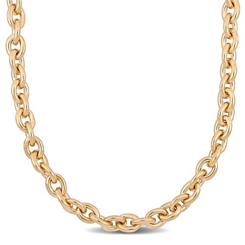 18 Inch Oval Link Necklace Yellow-Plated