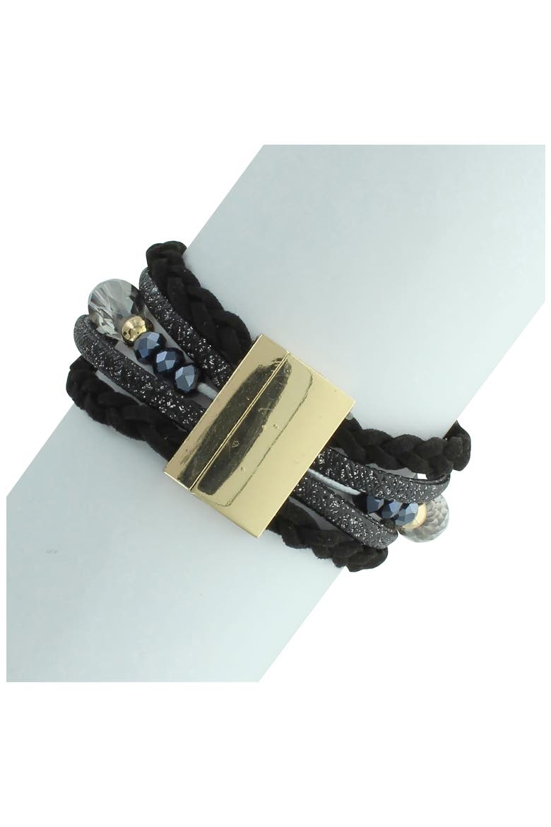 Eva Faux Stack Magnetic Bracelet, Alternate, color, GOLD / BLACK