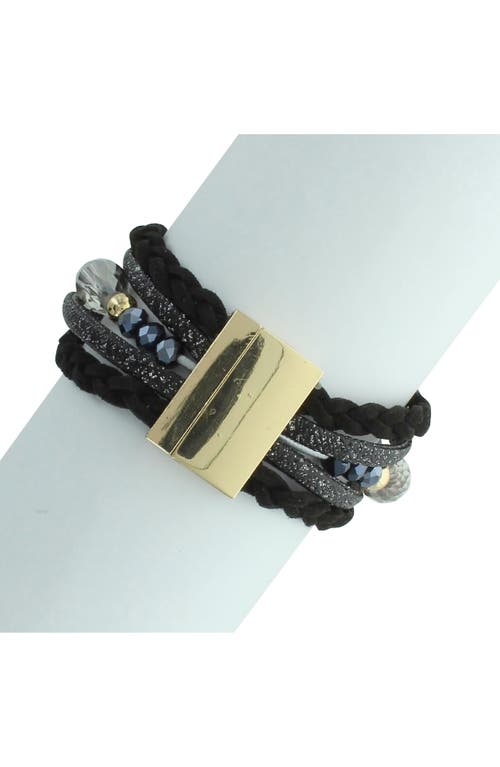 Olivia Welles Eva Faux Stack Magnetic Bracelet In Gold/black