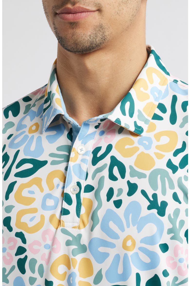 Larue Floral Print Golf Polo, Alternate, color, SKY