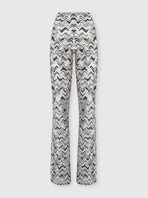 MISSONI MISSONI FLARE TROUSERS IN SLUB ZIGZAG VISCOSE BLEND 
