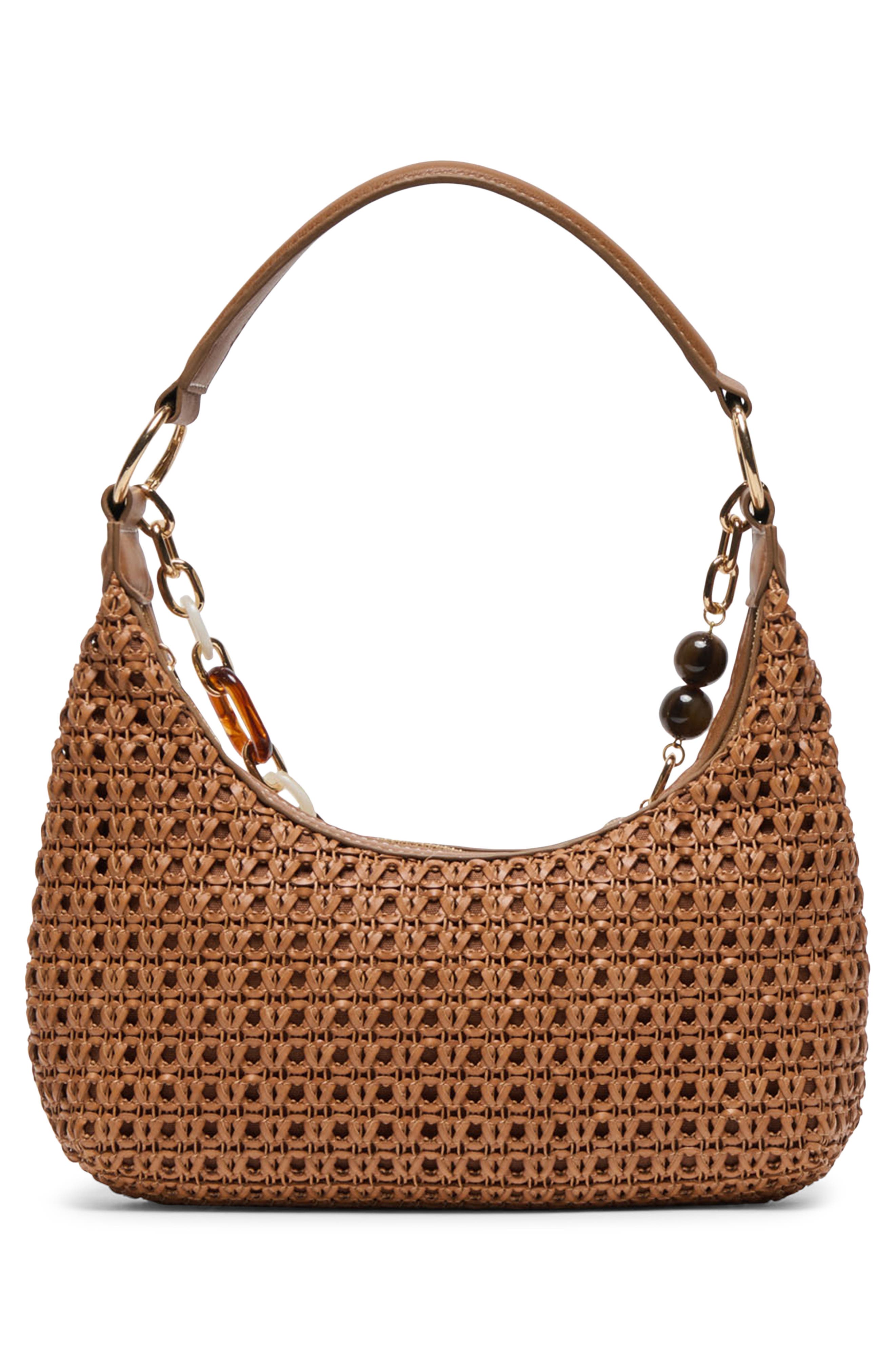 Dolce Vita Poppie Woven Faux Leather Shoulder Bag, Alternate, color, Saddle